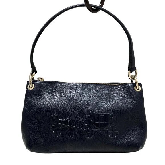 COACH Embossed Horse and Carriage Charly Crossbody 33521 Dark Navy Leather - Picture 1 of 10